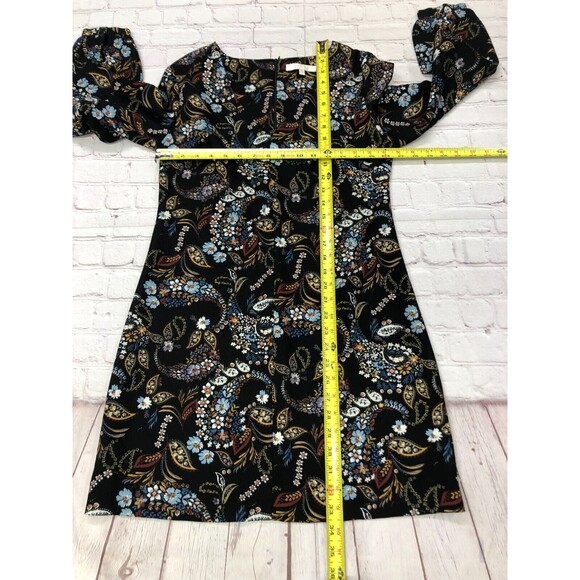 WAYF Women Long Sleeve Floral Boho Polyester Dress Size Small Black B261 -23 - Picture 2 of 15